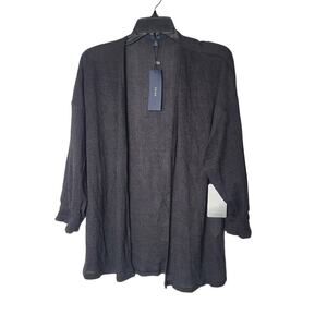 ECLAIR Size Medium Open front lightweight Cardigan elastic cuff Black Knit